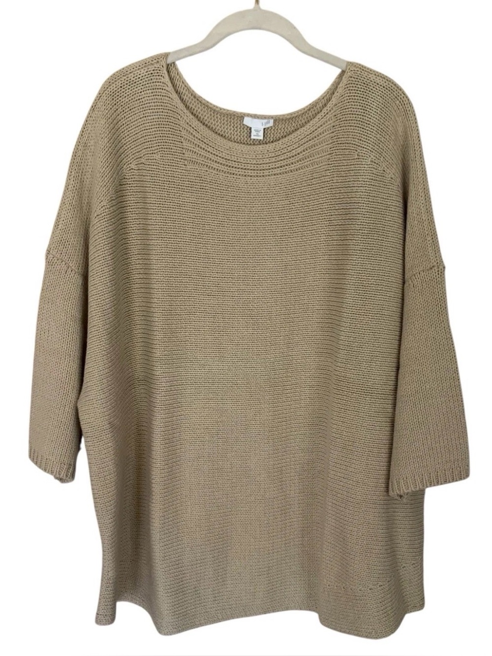 J Jill Women Sz.4X Cashew Tan Round Neck Cotton Blend Short Sleeve Sweater NEW